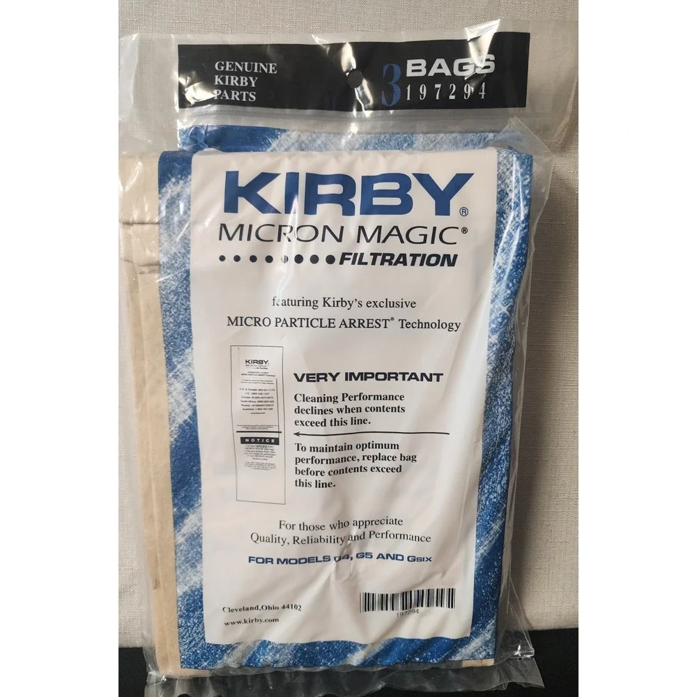 Genuine Kirby Micron Magic Filtration Bags (3) #197294 For G4, G5 and Gsix‎